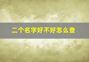 二个名字好不好怎么查