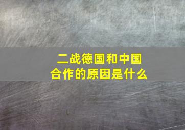 二战德国和中国合作的原因是什么