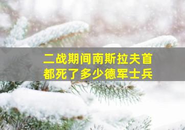 二战期间南斯拉夫首都死了多少德军士兵