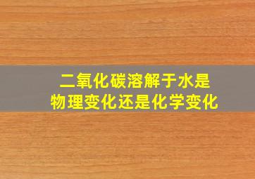 二氧化碳溶解于水是物理变化还是化学变化