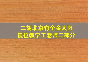 二胡北京有个金太阳慢拉教学王老师二部分