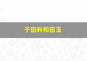 于田料和田玉