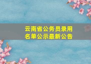 云南省公务员录用名单公示最新公告