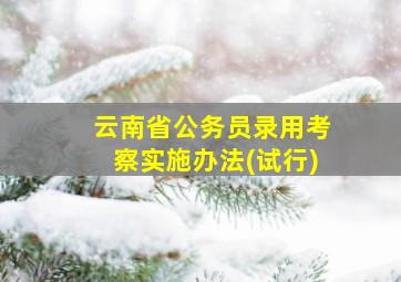 云南省公务员录用考察实施办法(试行)