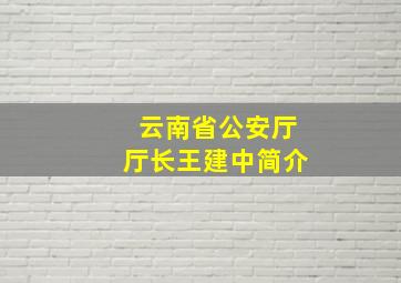 云南省公安厅厅长王建中简介