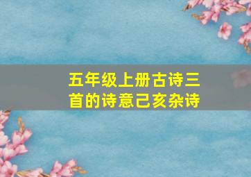 五年级上册古诗三首的诗意己亥杂诗