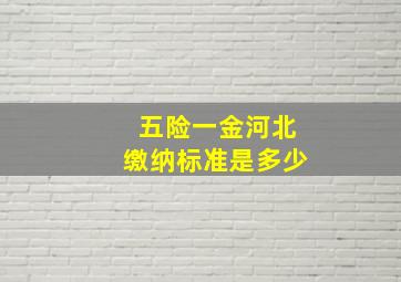 五险一金河北缴纳标准是多少