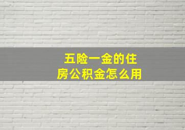 五险一金的住房公积金怎么用