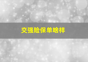 交强险保单啥样