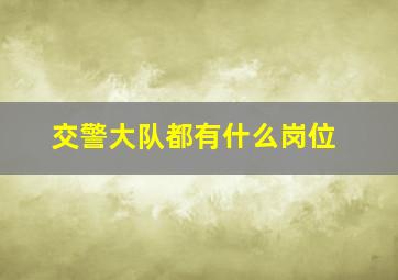 交警大队都有什么岗位