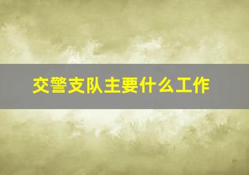 交警支队主要什么工作