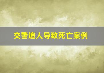 交警追人导致死亡案例