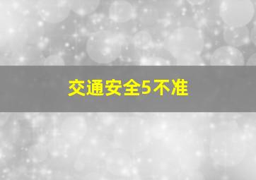 交通安全5不准