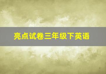 亮点试卷三年级下英语