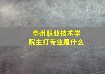 亳州职业技术学院主打专业是什么