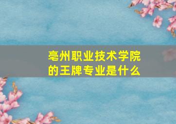 亳州职业技术学院的王牌专业是什么