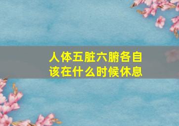 人体五脏六腑各自该在什么时候休息