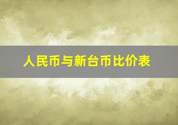 人民币与新台币比价表