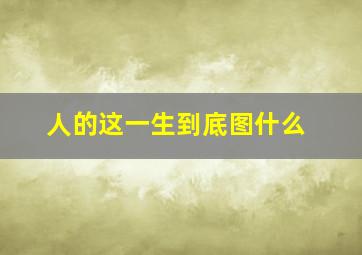 人的这一生到底图什么