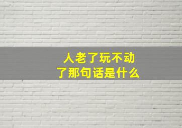 人老了玩不动了那句话是什么