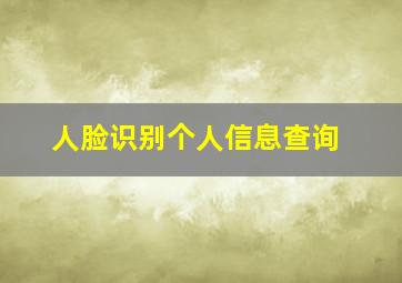 人脸识别个人信息查询