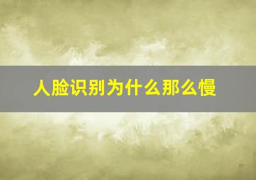 人脸识别为什么那么慢