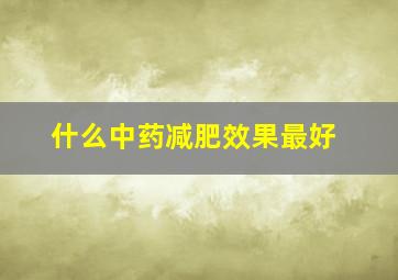 什么中药减肥效果最好