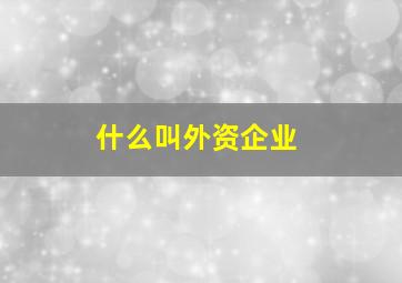 什么叫外资企业