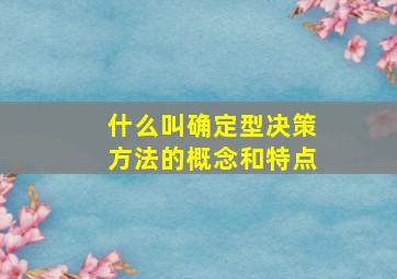 什么叫确定型决策方法的概念和特点