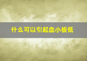 什么可以引起血小板低