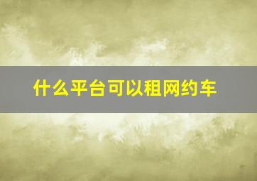 什么平台可以租网约车