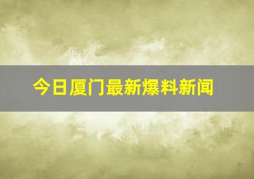 今日厦门最新爆料新闻