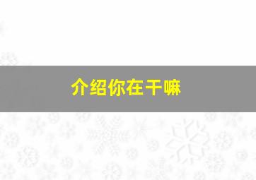 介绍你在干嘛