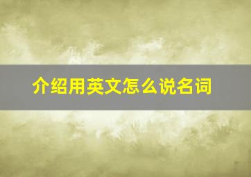 介绍用英文怎么说名词