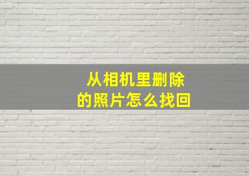 从相机里删除的照片怎么找回