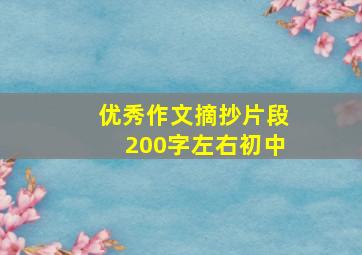 优秀作文摘抄片段200字左右初中