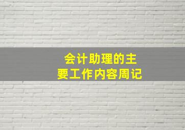 会计助理的主要工作内容周记