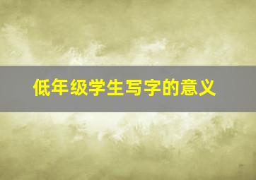 低年级学生写字的意义