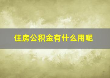 住房公积金有什么用呢