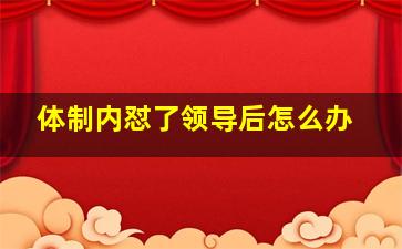 体制内怼了领导后怎么办