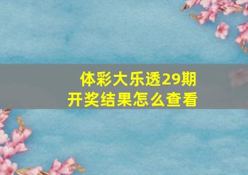 体彩大乐透29期开奖结果怎么查看