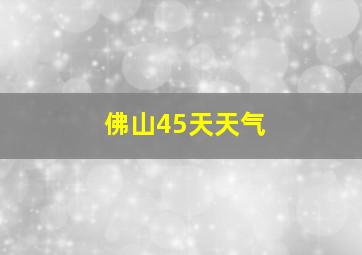 佛山45天天气