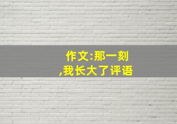 作文:那一刻,我长大了评语