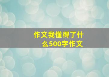 作文我懂得了什么500字作文