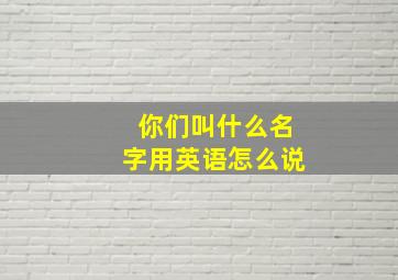 你们叫什么名字用英语怎么说