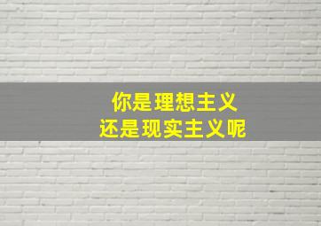 你是理想主义还是现实主义呢