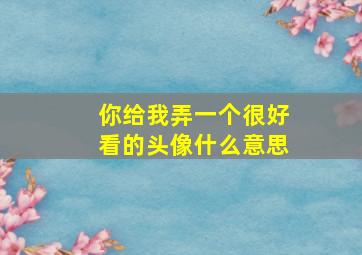 你给我弄一个很好看的头像什么意思