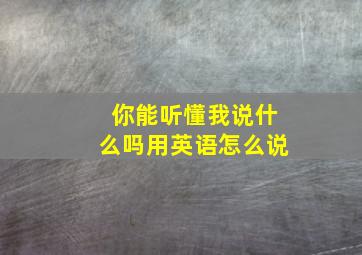 你能听懂我说什么吗用英语怎么说