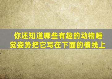 你还知道哪些有趣的动物睡觉姿势把它写在下面的横线上