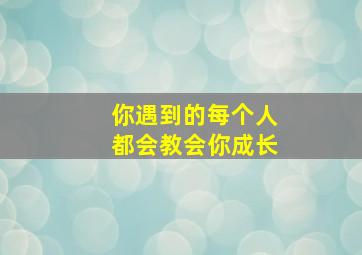 你遇到的每个人都会教会你成长